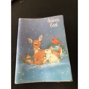 Vintage Christmas Address Book Soft Cover Laminated Vinyl Unused 1980’s